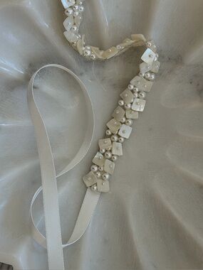 A.B. Ellie Pearl Beaded Ribbon Belt